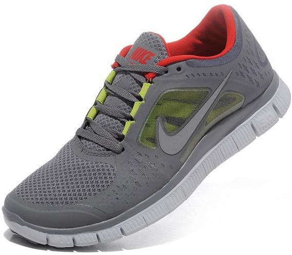 Mens Nike Free Run+ 3 Grey Red Shoes