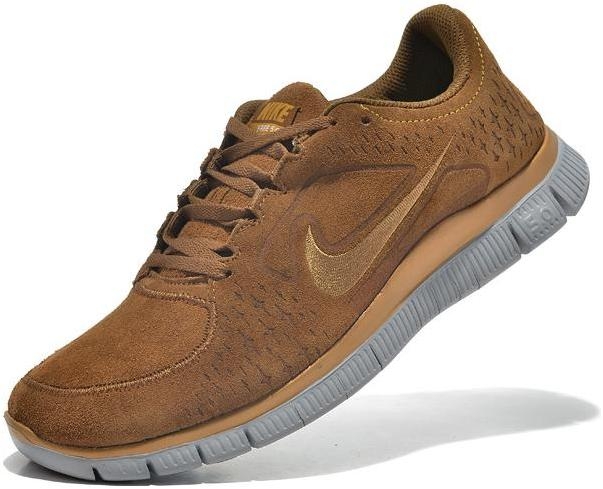 Mens Nike Free Run 3 Laser Shoes Brown Gold