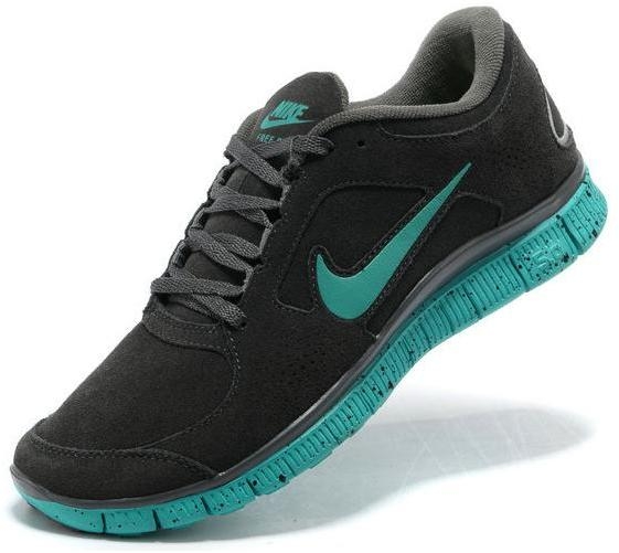 Mens Nike Free Run 3 Leather Dark Grey Green Shoes