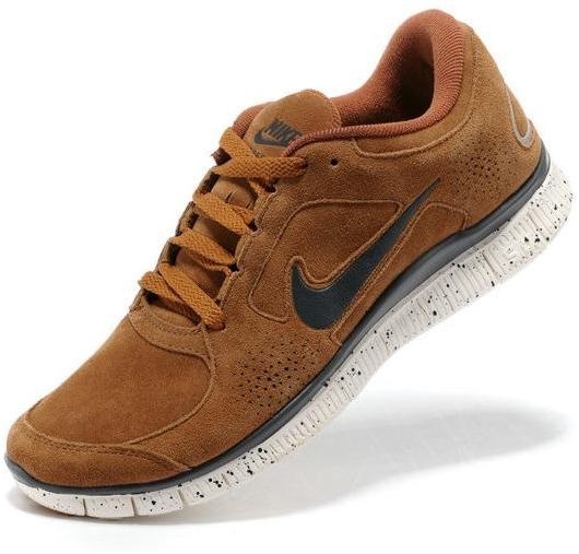 Mens Nike Free Run 3 Leather Sandy Brown Grey Shoes