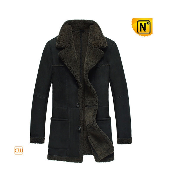 Mens Shearling Coat Black CW878261