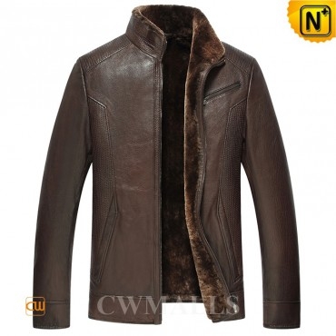 Mens Shearling Lined Brown Jacket CW857059