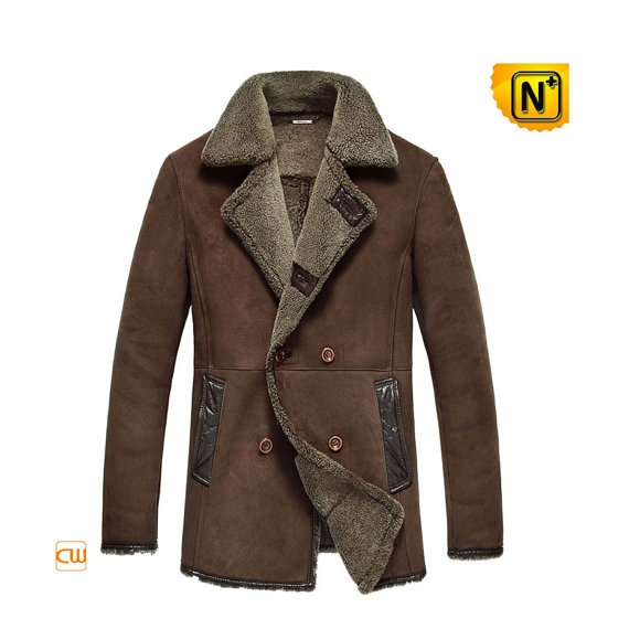 Mens Shearling Sheepskin Pea Coat CW851155