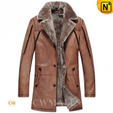 Mens Winter Shearling Car Coat CW857016 - cwmalls.com