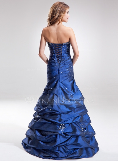 Mermaid Sweetheart Floor-Length Taffeta Prom Dress With Ruffle Beading  - Image 2