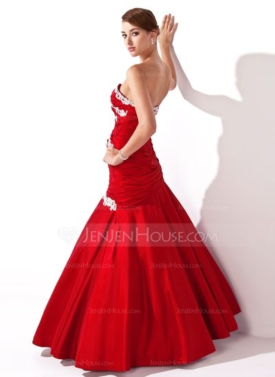 Mermaid Sweetheart Floor-Length Taffeta Prom Dress With Ruffle Lace Beading Sequins - Image 2