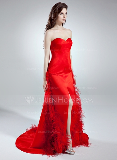 Mermaid Sweetheart Sweep Train Satin Prom Dress