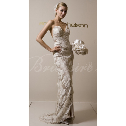 Mermaid / Trumpet Strapless Sleeveless Court Train Satin Lace Wedding Dress