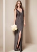Mikado V Neck Column Dress with Front 