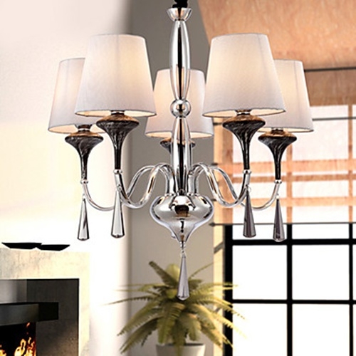Modern Chandelier In Grey Shade - 5 Lights