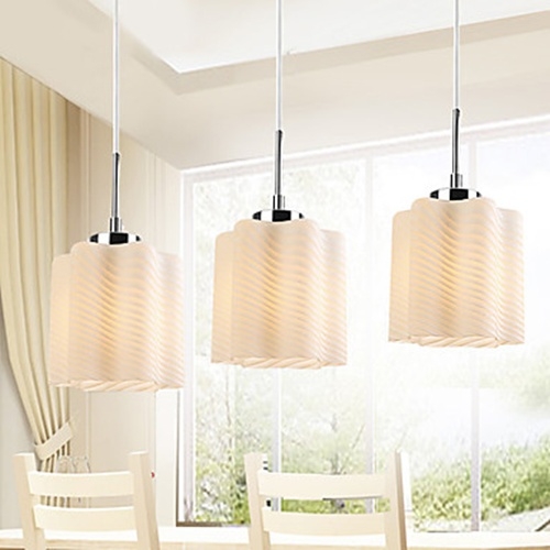 Modern Minimalist Pendant with Glass Shade of Dark Fringe (3 Light)