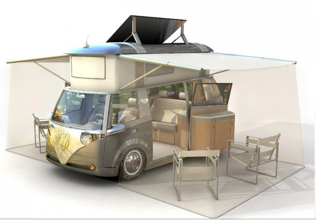 Modern reinterpretation of the classic VW Westfalia camper van