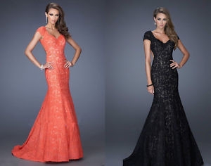 Mouse over image to zoom      New Long Mermaid orange Lace Prom Gown Evening/Formal/Party/Cocktail/