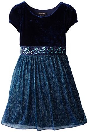 My Michelle Big Girls' Girls Velvet Dress with Pleated Skirt