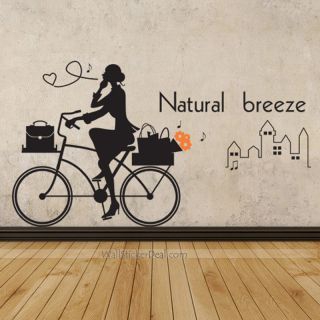 Natural Breeze Girl Bike Wall Sticker