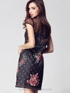 navy contrast mesh yoke embroidery dress for hpl - Image 2