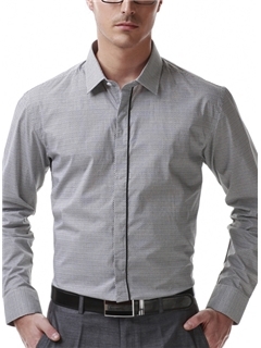 New Arrival Long Sleeves Business And Casual Slim Men's Shirt USD $74.99