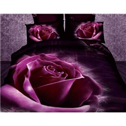 New Arrival Stunning Purple Roses Print 4 Piece Bedding Sets(10879217) - Image 2