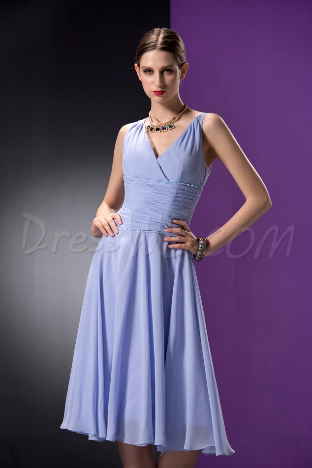 New Arrivals Elegant V-Neck Sleeveless Zipper-up Homecoming Dress
