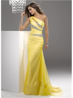 New Fashion One-Shoulder Floor Length Sweep Train Evening/Prom Dress 