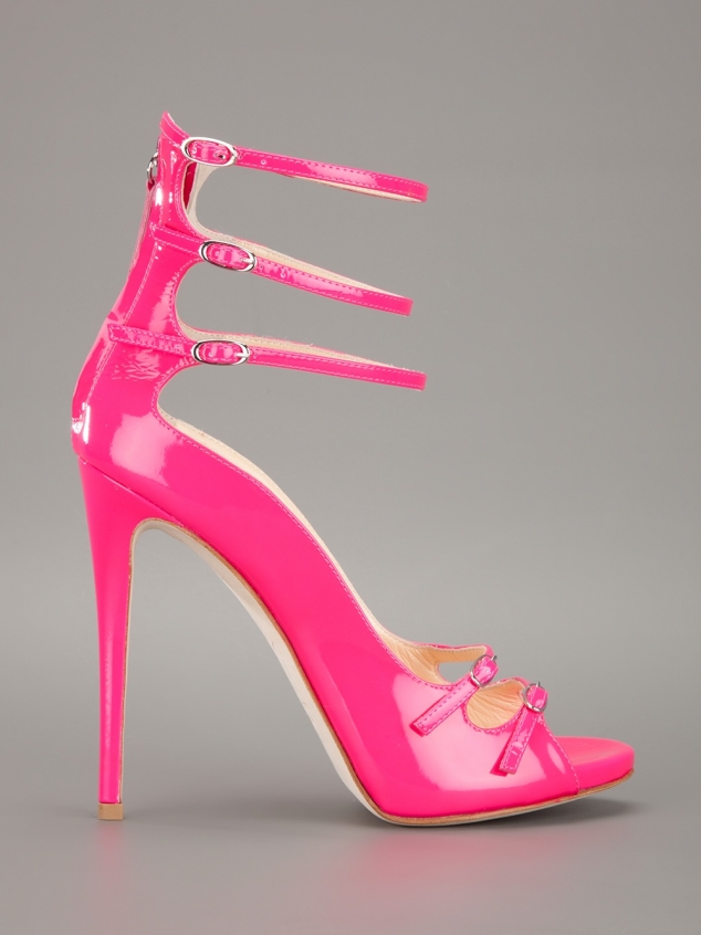 New Style Pink Leather Stiletto Heels Women Summer Shoes