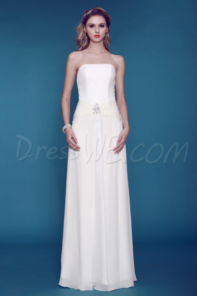 New Style Sheath/Column Strapless Neckline Beading Floor-Length Dasha's Bridesmaid Dress