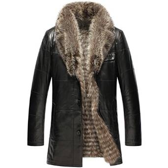 New York Raccoon Fur Lined Leather Coat