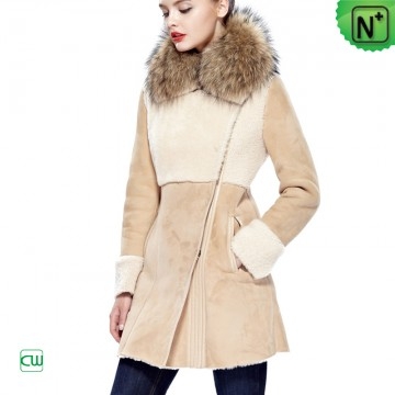 New York Women Long Shearling Leather Coat CW644321