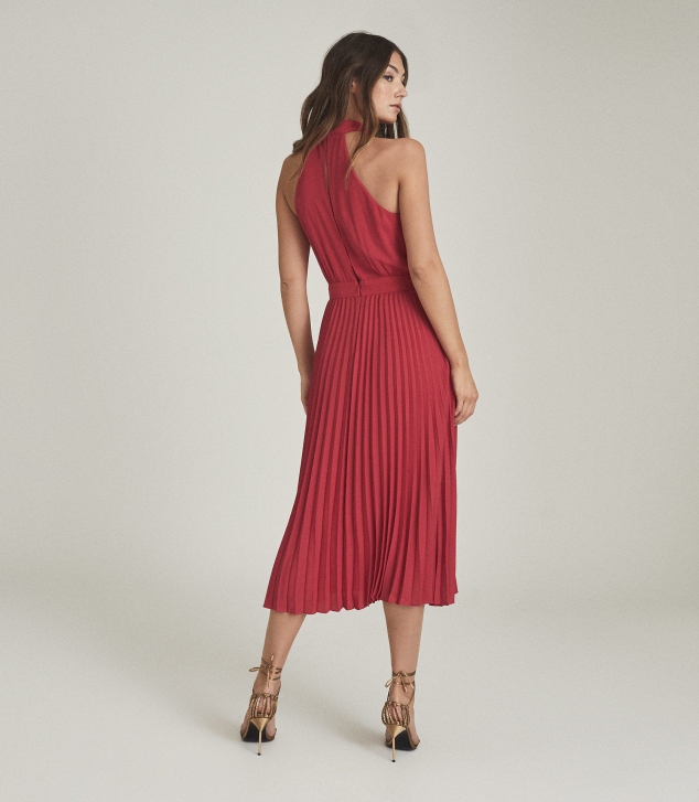 Nina Halterneck Pleated Midi Dress - Image 2