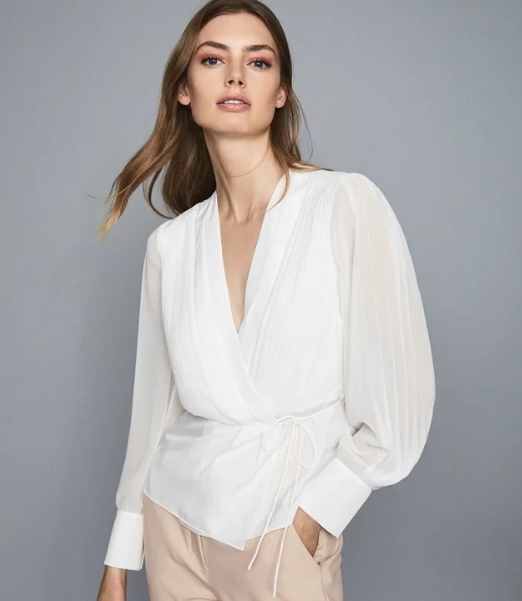 Nola Wrap Front Blouse Ivory