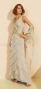 NWT Size 6 Jade by Jasmine J9914 Sea Glass chiffon formal evening gown mothers