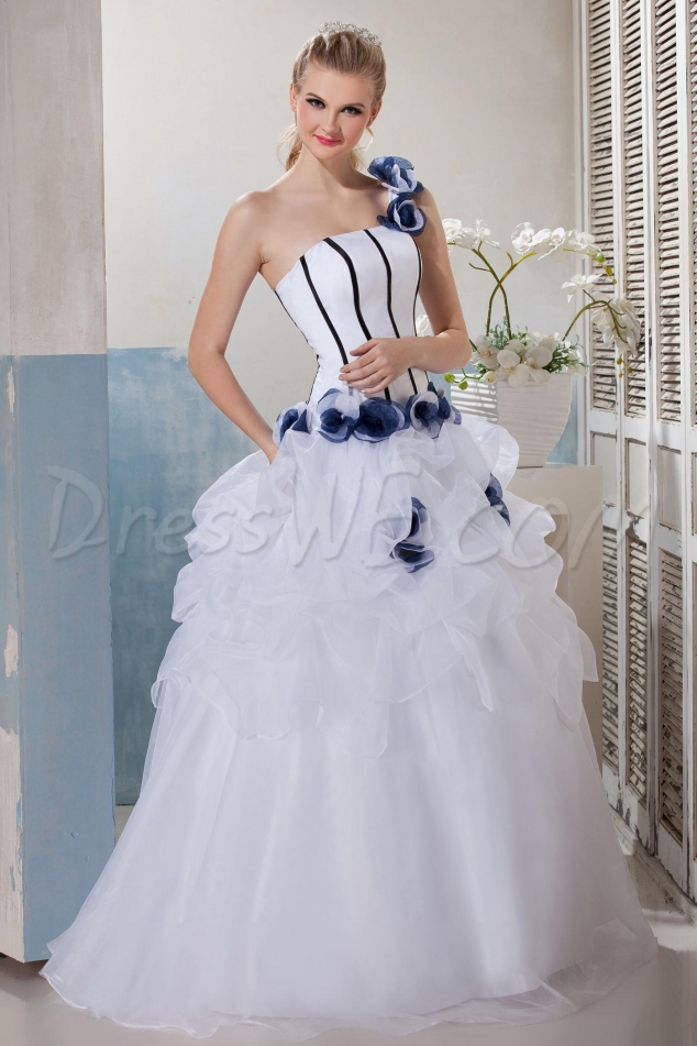 One-Shoulder Flower Floor-length Yana's Prom/Quinceanera Dress