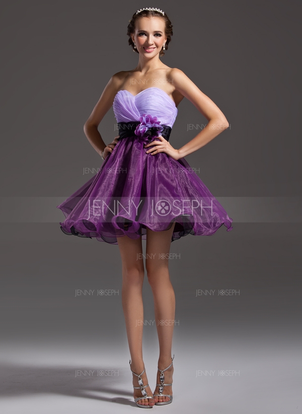 Organza Ballkleid mit Rüschen Schleifenbänder/Stoffgürtel Blumen 