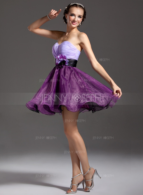Organza Ballkleid mit Rüschen Schleifenbänder/Stoffgürtel Blumen  - Image 3