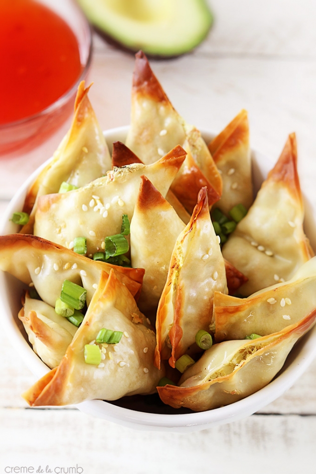 Oven baked crab avocado wontons