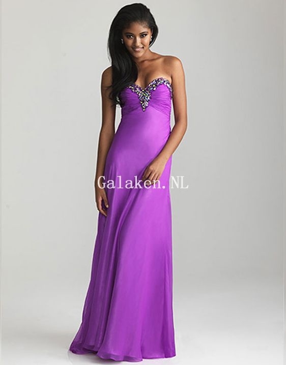 Paarse Sweetheart Vloer Lengte Chiffon Galajurken