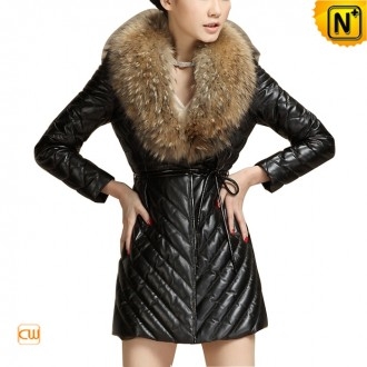 Paris Womens Fur Leather Coat CW692305