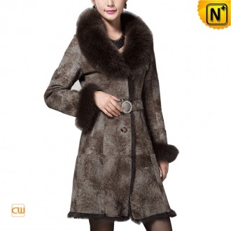 Paris Womens Long Shearling Fur Coat CW640216