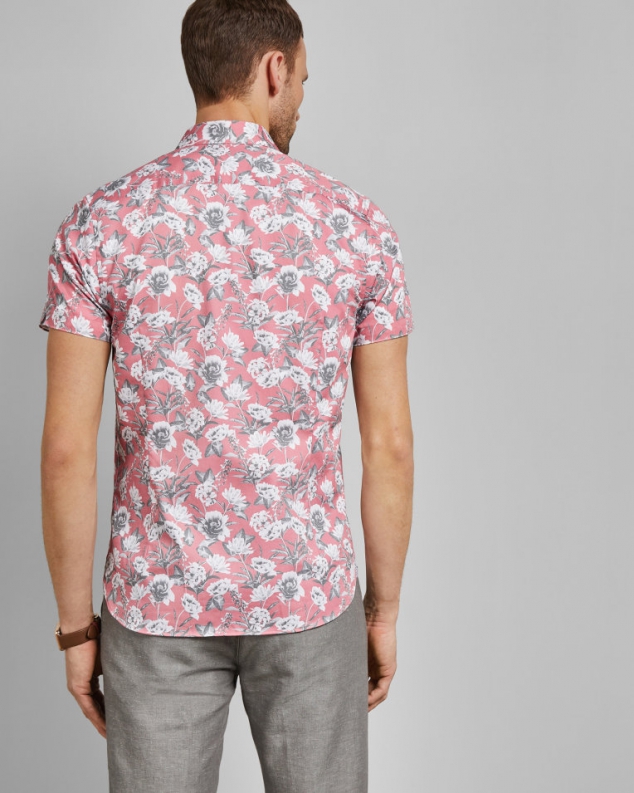 Peachy Floral Print Cotton Shirt - Image 3