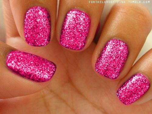 Pink sparkle nails