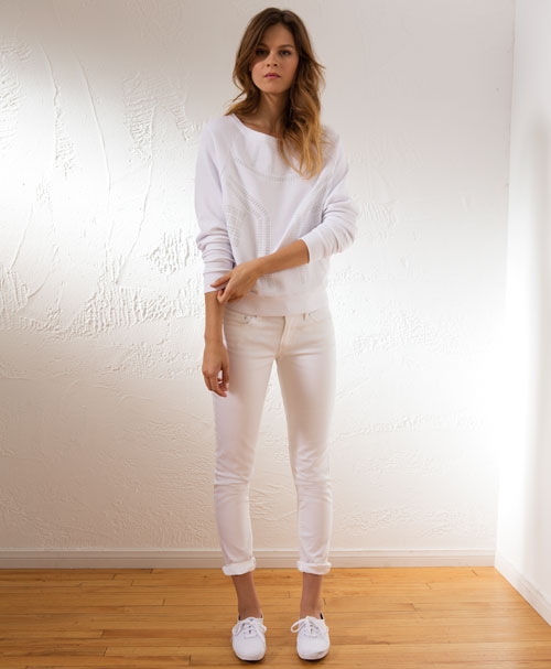 Pleated Back Fleece and Mid Rise Skinny Jeans