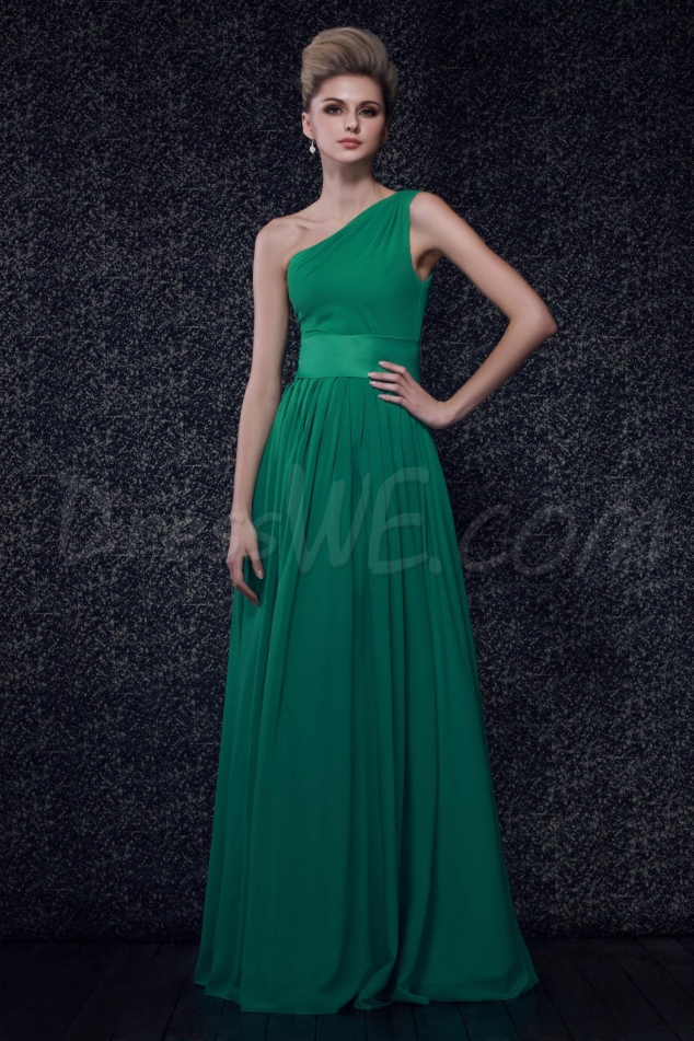 Pleats A-Line One-Shoulder Floor-Length Dasha's Bridesmaid Dress