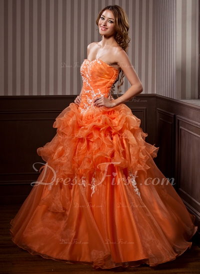 Plesové Srdcový výst?ih Délka na zem Organza Šaty na oslavu patnáctin S Lace (021004720)
