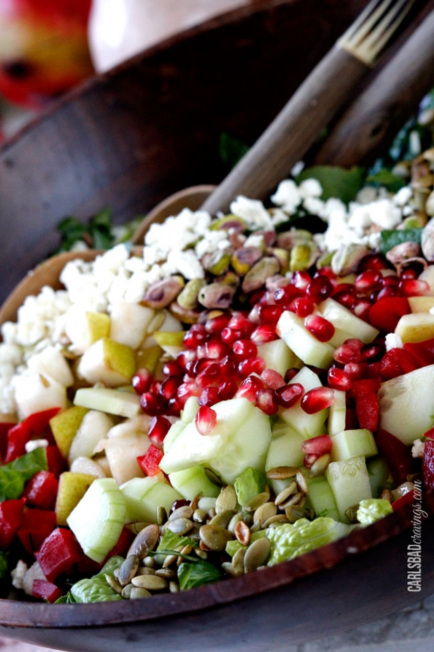 Pomegranate, Pear, Pistachio Salad with Creamy Pomegranate Dressing - Image 2