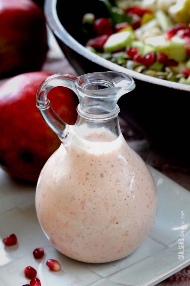 Pomegranate, Pear, Pistachio Salad with Creamy Pomegranate Dressing - Image 3