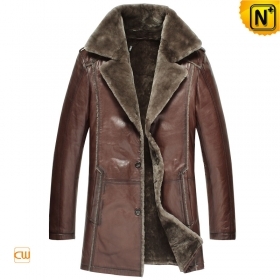 Portland Mens Fur Lined Coat Leather Parka CW868825