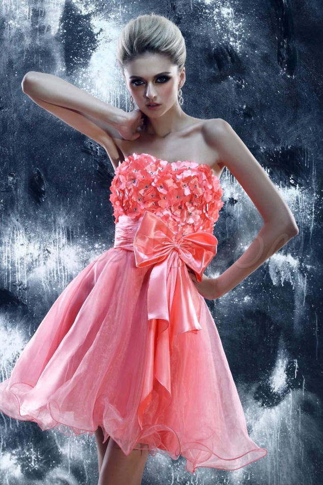 Pretty A-Line Strapless Mini-Length Dasha's Prom/Sweet 16 Dress