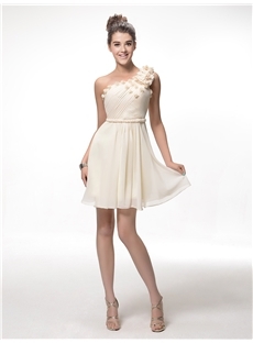 Pretty Beaded Lace Appliqued Floral One-Shoulder Short/Mini A-Line  - Image 2