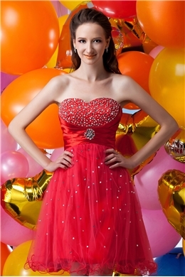 Pretty Draped A-Line Beading Scoop Short Prom/Homecoming  - Image 2