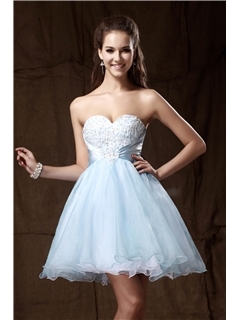 Pretty Mini-Length Strapless Beaded Sasha's Prom/Homecoming Dress